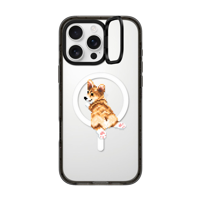 Fatbeard x CASETiFY iPhone 16 Pro Max ケース ブラック インパクトリングスタンドケース MagSafe対応 Corgi Butt