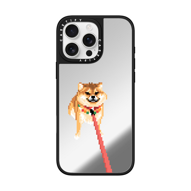 Fatbeard x CASETiFY iPhone 16 Pro Max ケース Silver on Black ミラーケース MagSafe対応 Stubborn Shiba Inu