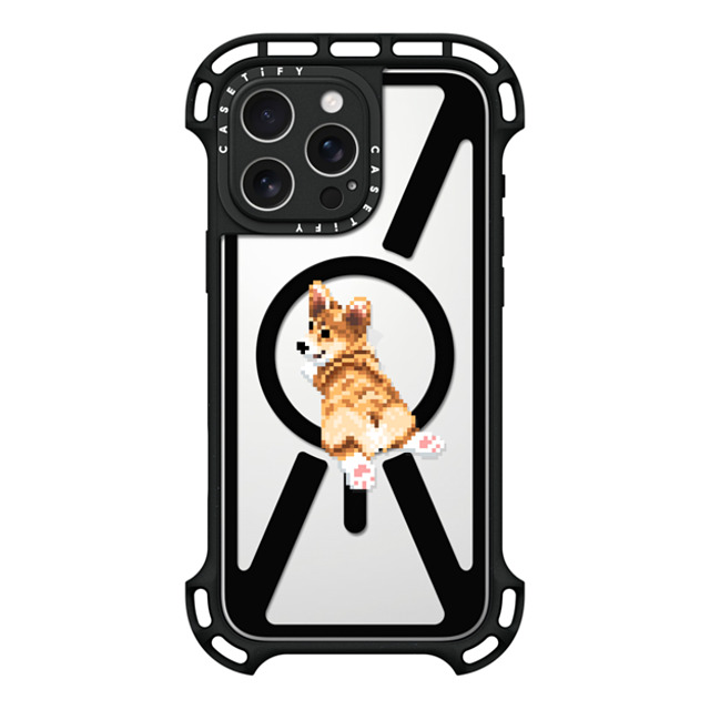 Fatbeard x CASETiFY iPhone 16 Pro Max ケース ブラック ウルトラ バウンスケース MagSafe対応 Corgi Butt