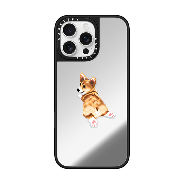 Fatbeard x CASETiFY iPhone 16 Pro Max ケース Silver on Black ミラーケース MagSafe対応 Corgi Butt