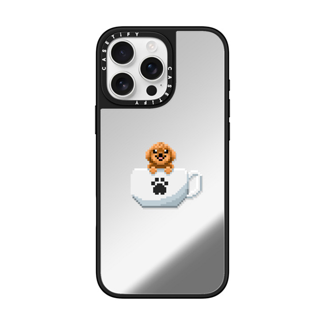 Fatbeard x CASETiFY iPhone 16 Pro Max ケース Silver on Black ミラーケース MagSafe対応 Teacup Toy Poodle