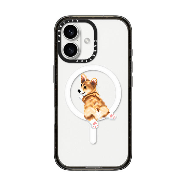 Fatbeard x CASETiFY iPhone 16 ケース ブラック インパクトケース MagSafe対応 Corgi Butt