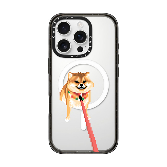 Fatbeard x CASETiFY iPhone 16 Pro ケース ブラック インパクトケース MagSafe対応 Stubborn Shiba Inu