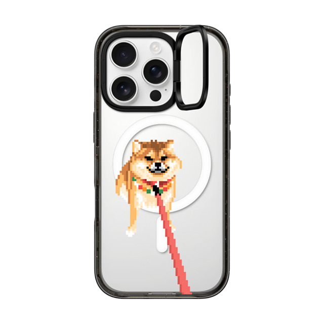 Fatbeard x CASETiFY iPhone 16 Pro ケース ブラック インパクトリングスタンドケース MagSafe対応 Stubborn Shiba Inu