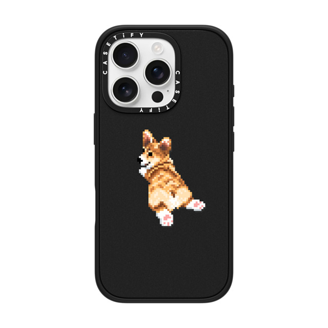 Fatbeard x CASETiFY iPhone 16 Pro ケース マットブラック インパクトケース MagSafe対応 Corgi Butt