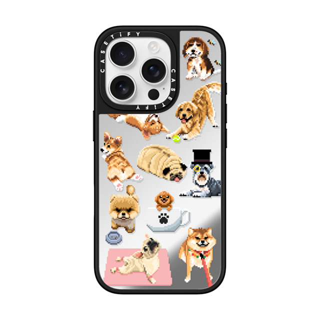 Fatbeard x CASETiFY iPhone 16 Pro ケース Silver on Black ミラーケース MagSafe対応 Celebrating International Dog Day!