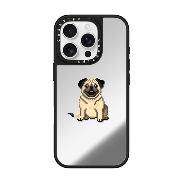 Fatbeard x CASETiFY iPhone 16 Pro Case Silver on Black ミラーケース MagSafe対応 Photogenic Pug Back to School Fatbeard x CASETiFY iPhone 16 Pro Case Silver on Black ミラーケース MagSafe対応 Photogenic Pug Back to School