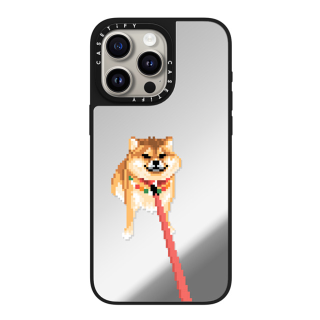 Fatbeard x CASETiFY iPhone 15 Pro Max ケース Silver on Black ミラーケース MagSafe対応 Stubborn Shiba Inu