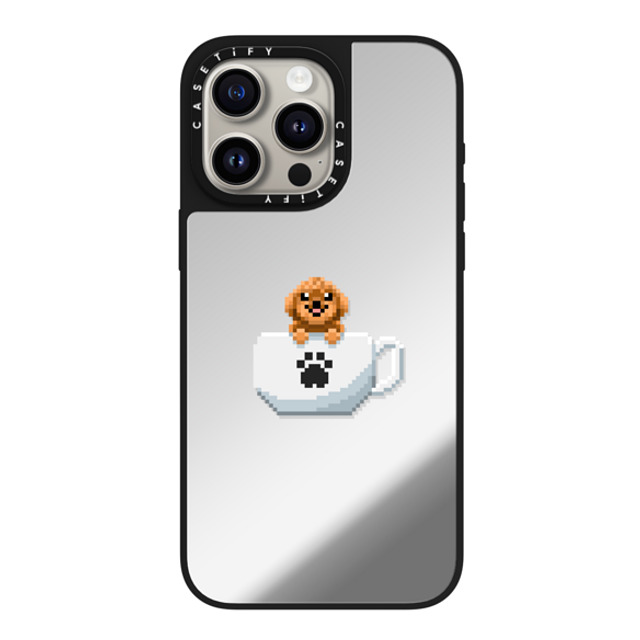 Fatbeard x CASETiFY iPhone 15 Pro Max ケース Silver on Black ミラーケース MagSafe対応 Teacup Toy Poodle