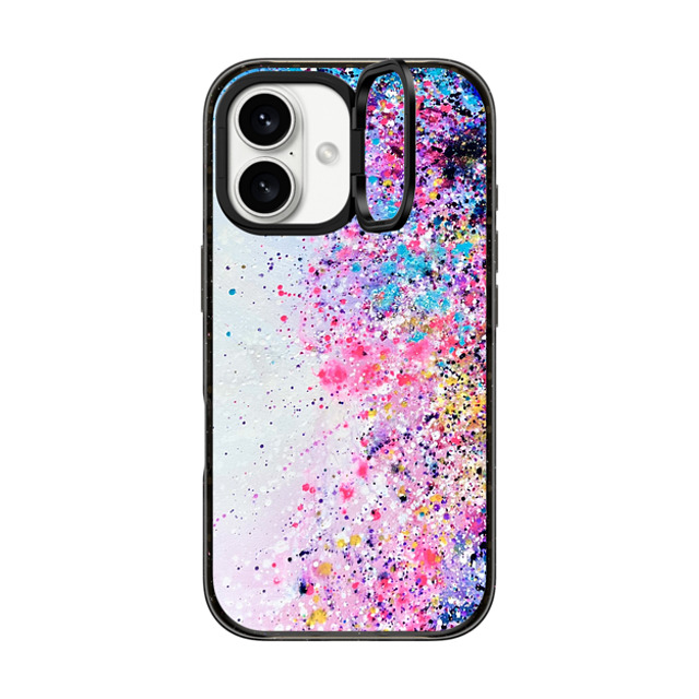 Ann Upton Art x CASETiFY iPhone 16 ケース ブラック インパクトリングスタンドケース MagSafe対応 Confetti Sprinkles