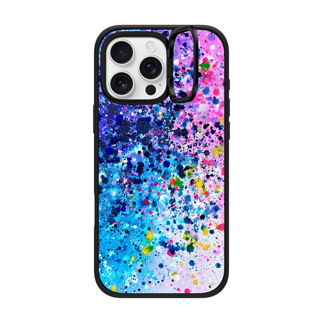 Ann Upton Art x CASETiFY iPhone 16 Pro Max ケース マットブラック インパクトリングスタンドケース MagSafe対応 Pink Confetti Pop