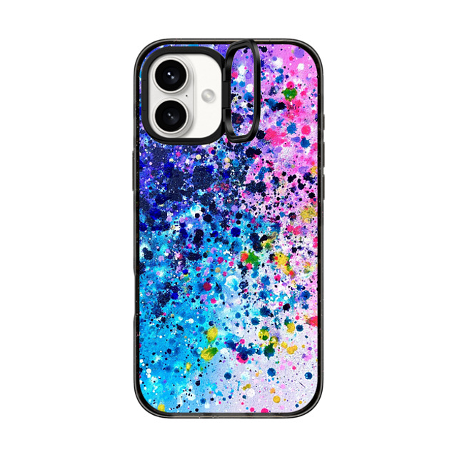Ann Upton Art x CASETiFY iPhone 16 Plus ケース ブラック インパクトリングスタンドケース MagSafe対応 Pink Confetti Pop