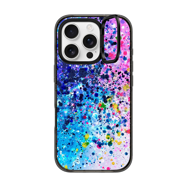 Ann Upton Art x CASETiFY iPhone 16 Pro ケース ブラック インパクトリングスタンドケース MagSafe対応 Pink Confetti Pop