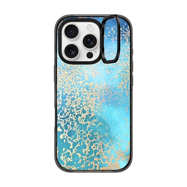 Ann Upton Art x CASETiFY iPhone 16 Pro ケース ブラック インパクトリングスタンドケース MagSafe対応 Coral Coast