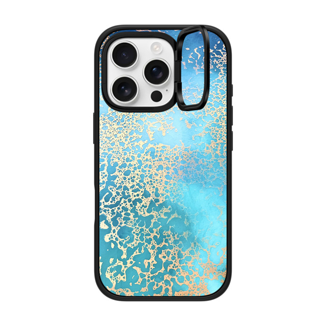 Ann Upton Art x CASETiFY iPhone 16 Pro ケース マットブラック インパクトリングスタンドケース MagSafe対応 Coral Coast