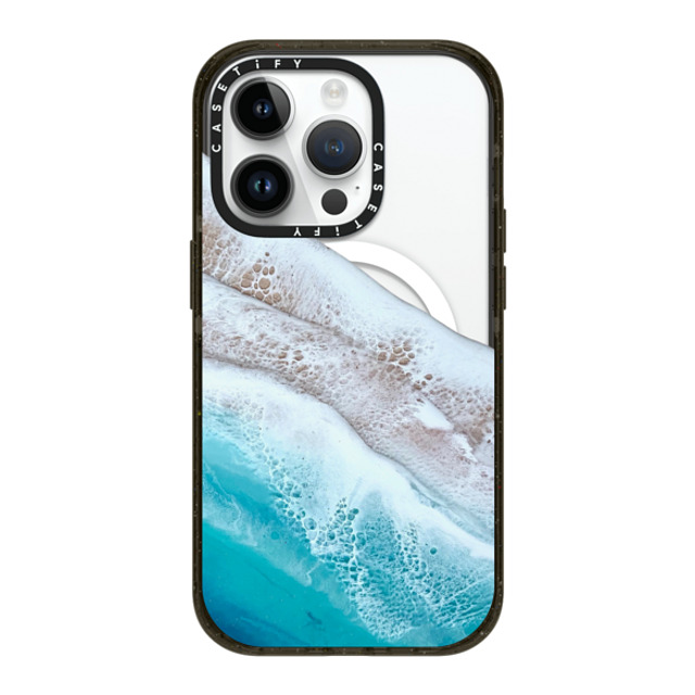 Ann Upton Art x CASETiFY iPhone 14 Pro ケース ブラック インパクトケース MagSafe対応 Bahama Beach Transparent Iphone Case By Ann Upton