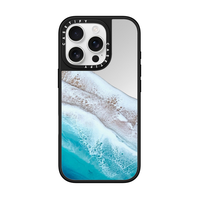 Ann Upton Art x CASETiFY iPhone 16 Pro ケース Silver on Black ミラーケース MagSafe対応 Bahama Beach Transparent Iphone Case By Ann Upton