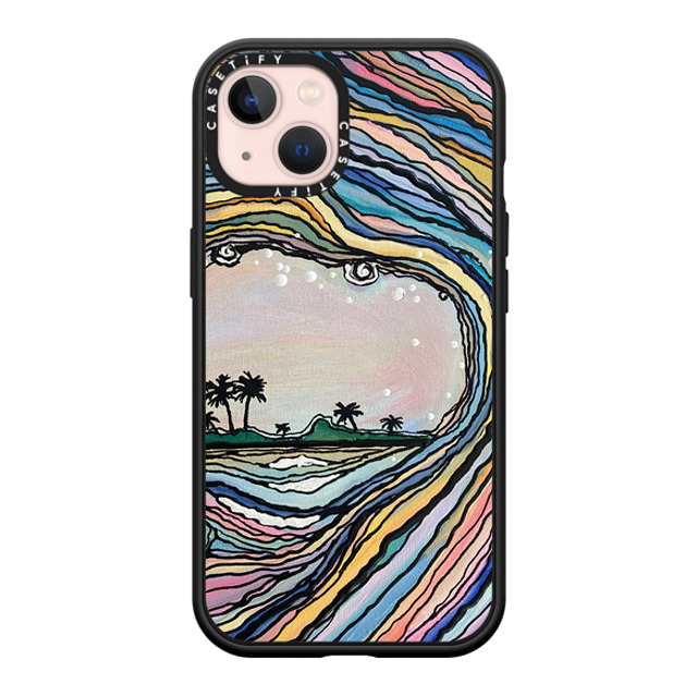 Ann Upton Art x CASETiFY iPhone 13 ケース マットブラック インパクトケース MagSafe対応 Waikiki Sunset Iphone Case by Ann Upton