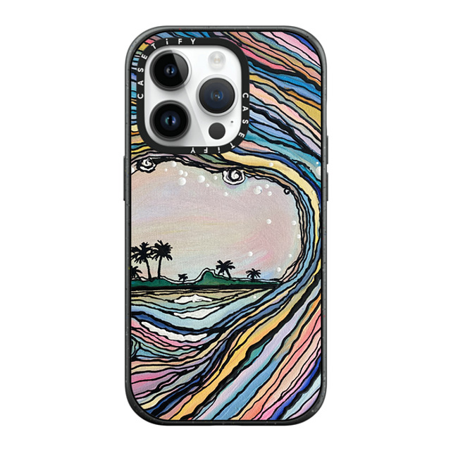 Ann Upton Art x CASETiFY iPhone 14 Pro ケース マットブラック インパクトケース MagSafe対応 Waikiki Sunset Iphone Case by Ann Upton