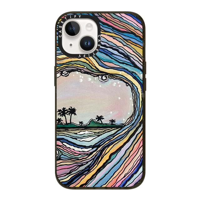 Ann Upton Art x CASETiFY iPhone 14 ケース ブラック インパクトケース Waikiki Sunset Iphone Case by Ann Upton