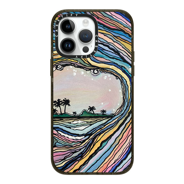 Ann Upton Art x CASETiFY iPhone 14 Pro Max ケース ブラック インパクトケース MagSafe対応 Waikiki Sunset Iphone Case by Ann Upton