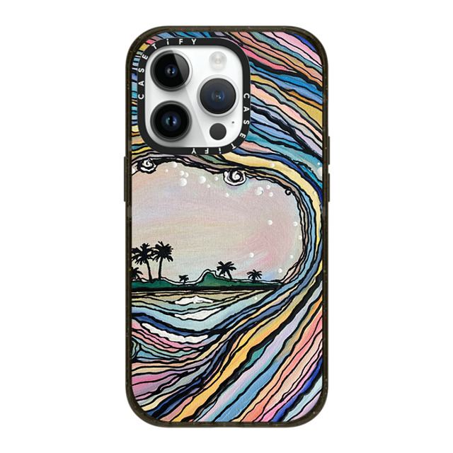 Ann Upton Art x CASETiFY iPhone 14 Pro ケース ブラック インパクトケース MagSafe対応 Waikiki Sunset Iphone Case by Ann Upton