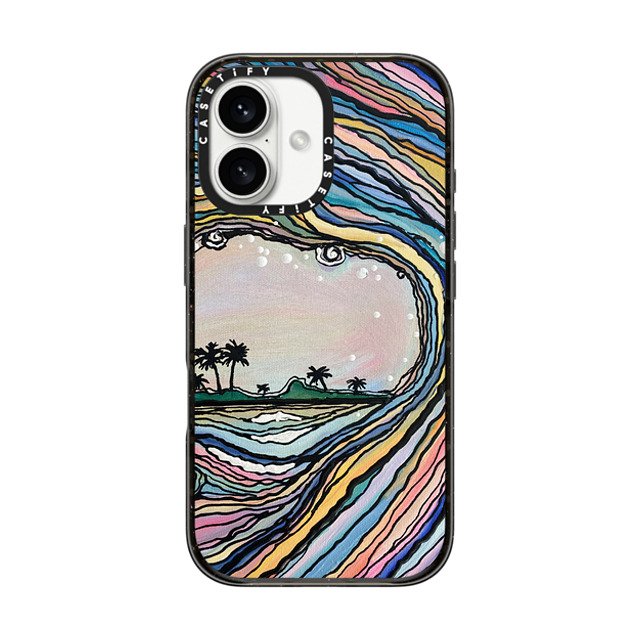 Ann Upton Art x CASETiFY iPhone 16 ケース ブラック インパクトケース MagSafe対応 Waikiki Sunset Iphone Case by Ann Upton