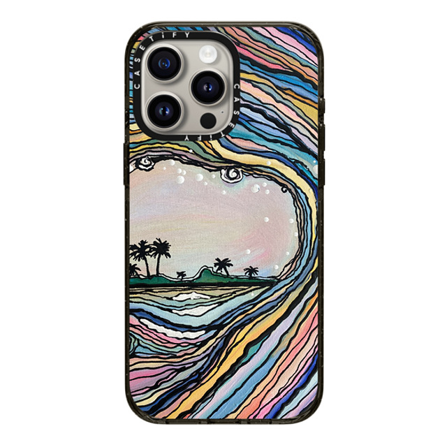 Ann Upton Art x CASETiFY iPhone 15 Pro Max ケース ブラック インパクトケース MagSafe対応 Waikiki Sunset Iphone Case by Ann Upton