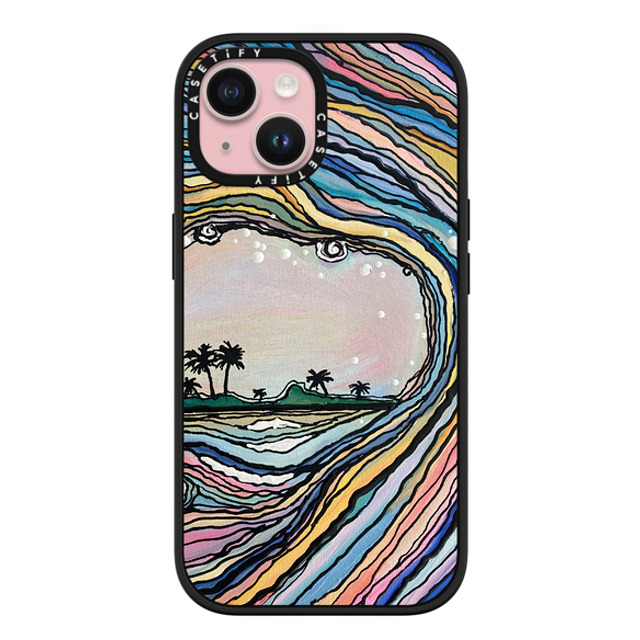 Ann Upton Art x CASETiFY iPhone 15 ケース マットブラック インパクトケース MagSafe対応 Waikiki Sunset Iphone Case by Ann Upton