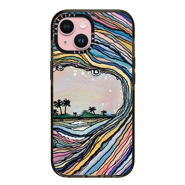 Ann Upton Art x CASETiFY iPhone 15 ケース ブラック インパクトケース Waikiki Sunset Iphone Case by Ann Upton