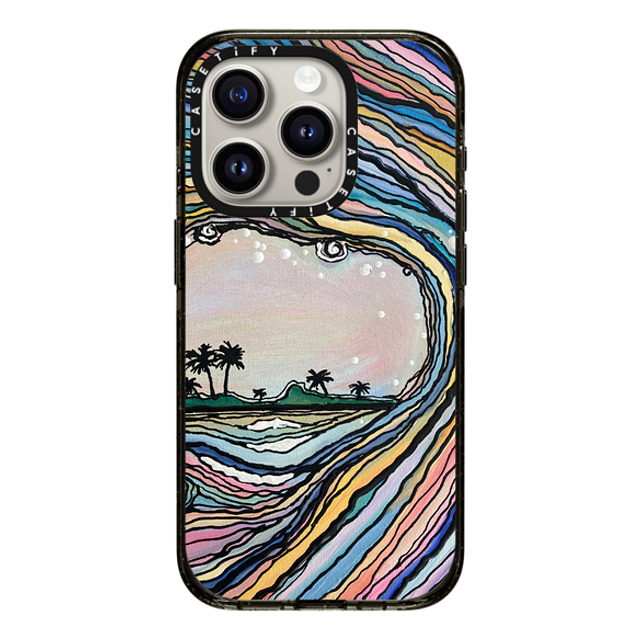 Ann Upton Art x CASETiFY iPhone 15 Pro ケース ブラック インパクトケース MagSafe対応 Waikiki Sunset Iphone Case by Ann Upton