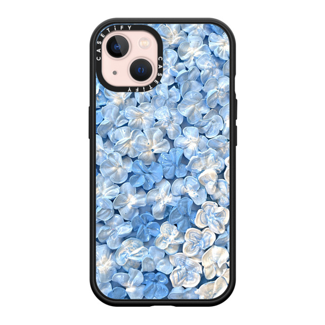 Ann Upton Art x CASETiFY iPhone 13 ケース マットブラック インパクトケース MagSafe対応 Blue Hydrangea Iphone Case By Ann Upton