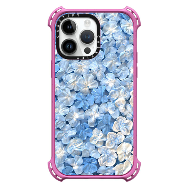 Ann Upton Art x CASETiFY iPhone 14 Pro Max ケース Matte Pink バウンスケース Blue Hydrangea Iphone Case By Ann Upton