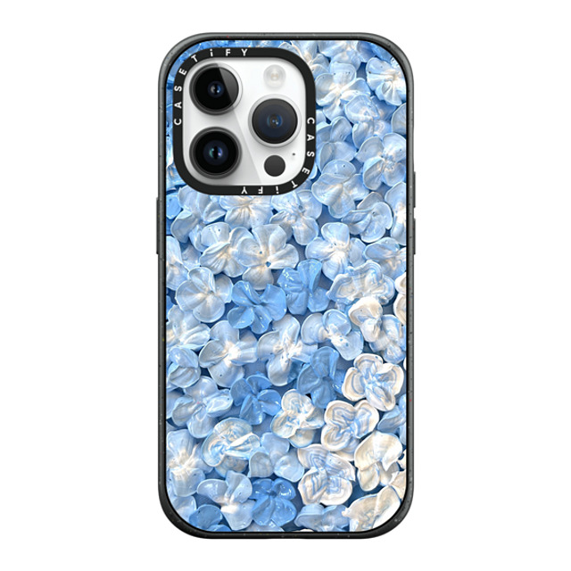 Ann Upton Art x CASETiFY iPhone 14 Pro ケース マットブラック インパクトケース MagSafe対応 Blue Hydrangea Iphone Case By Ann Upton