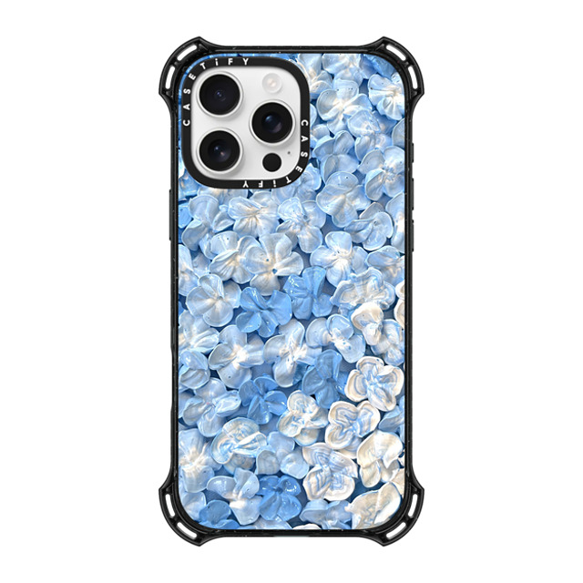 Ann Upton Art x CASETiFY iPhone 16 Pro Max ケース ブラック バウンスケース Blue Hydrangea Iphone Case By Ann Upton