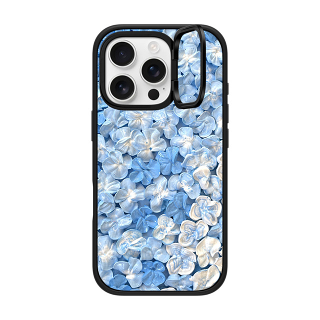 Ann Upton Art x CASETiFY iPhone 16 Pro ケース マットブラック インパクトリングスタンドケース MagSafe対応 Blue Hydrangea Iphone Case By Ann Upton