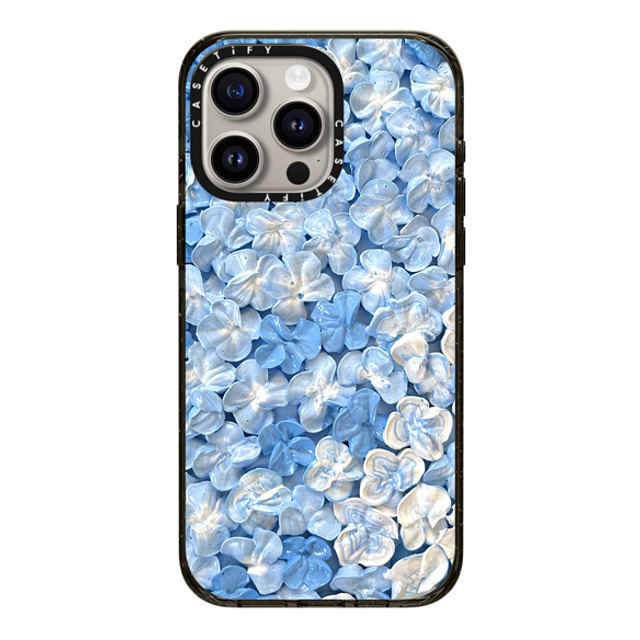 Ann Upton Art x CASETiFY iPhone 15 Pro Max ケース ブラック インパクトケース MagSafe対応 Blue Hydrangea Iphone Case By Ann Upton