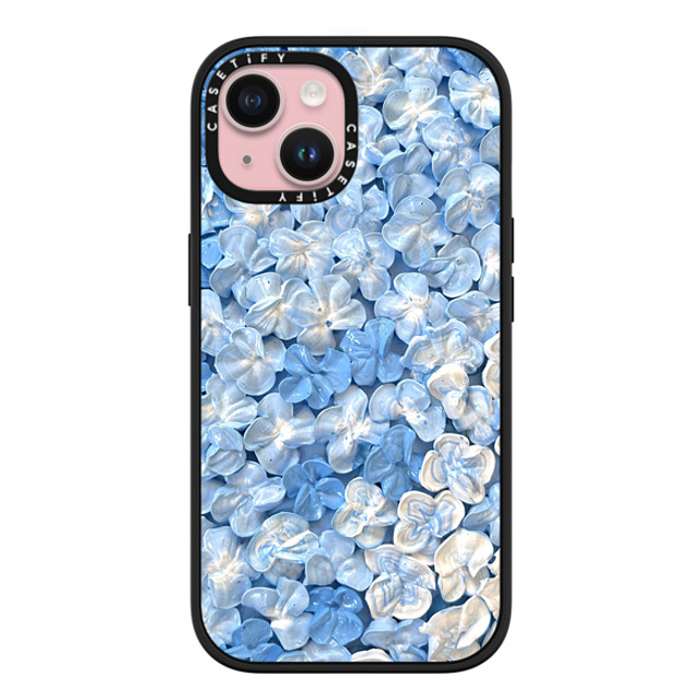 Ann Upton Art x CASETiFY iPhone 15 ケース マットブラック インパクトケース MagSafe対応 Blue Hydrangea Iphone Case By Ann Upton