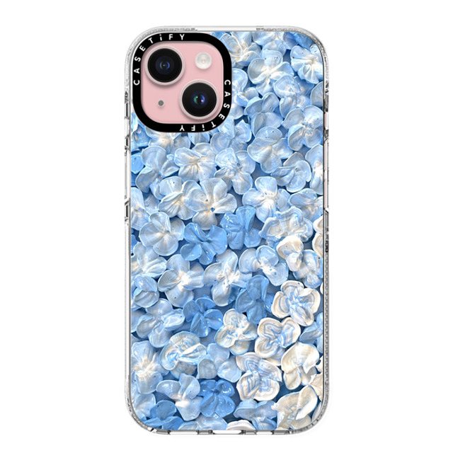 Ann Upton Art x CASETiFY iPhone 15 ケース クリア クリア ケース MagSafe対応 Blue Hydrangea Iphone Case By Ann Upton