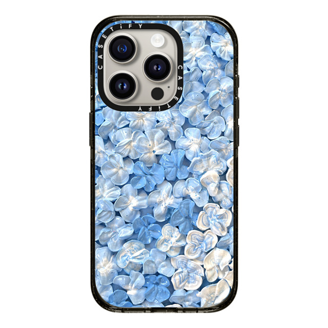 Ann Upton Art x CASETiFY iPhone 15 Pro ケース ブラック インパクトケース Blue Hydrangea Iphone Case By Ann Upton