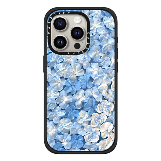 Ann Upton Art x CASETiFY iPhone 15 Pro ケース マットブラック インパクトケース MagSafe対応 Blue Hydrangea Iphone Case By Ann Upton