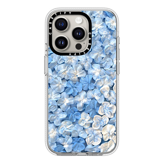 Ann Upton Art x CASETiFY iPhone 15 Pro ケース クリア クリア ケース MagSafe対応 Blue Hydrangea Iphone Case By Ann Upton