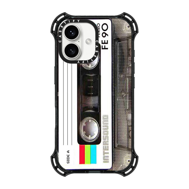 CASETiFY iPhone 16 ケース ブラック バウンスケース Cassette Vintage 80's Cassette Tape