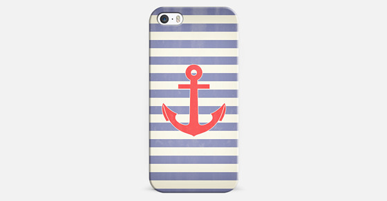Vintage Red Anchor Navy Blue Stripes Design iPhone 5s Case by Avawilde ...