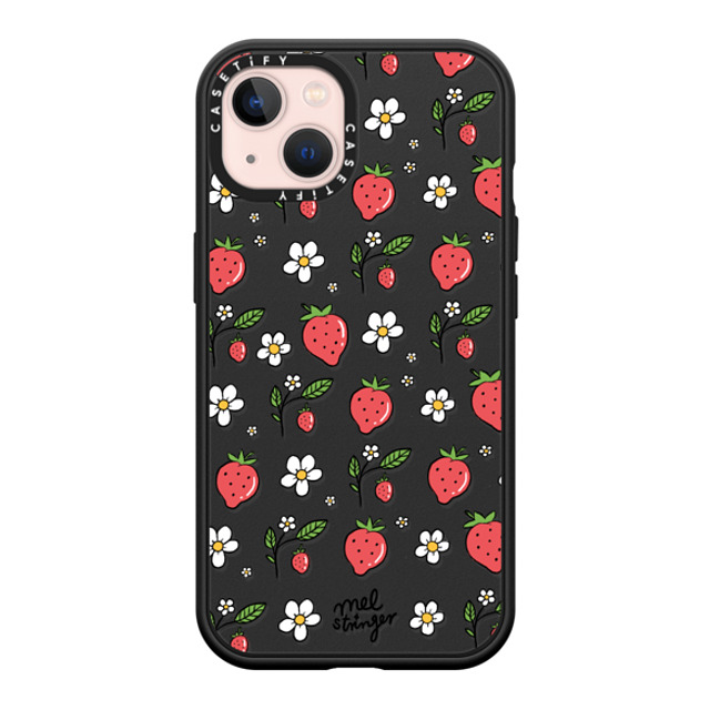 Mel Stringer x CASETiFY iPhone 13 ケース マットブラック インパクトケース MagSafe対応 Strawberry Summer by Mel Stringer