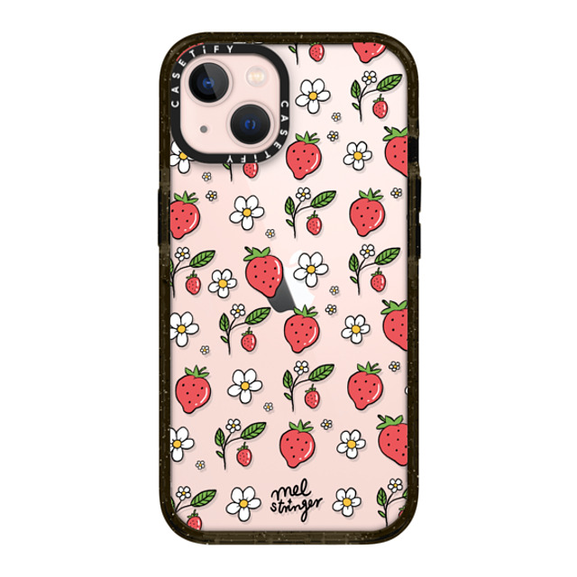 Mel Stringer x CASETiFY iPhone 13 ケース ブラック インパクトケース Strawberry Summer by Mel Stringer