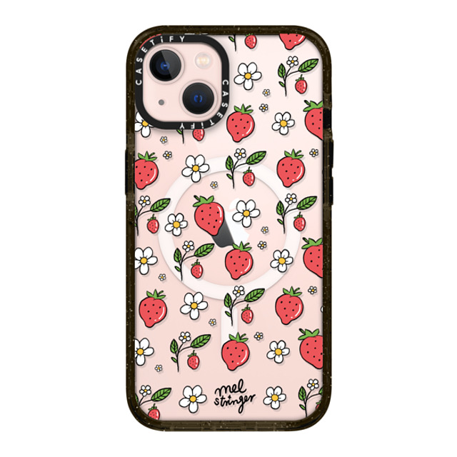 Mel Stringer x CASETiFY iPhone 13 ケース ブラック インパクトケース MagSafe対応 Strawberry Summer by Mel Stringer