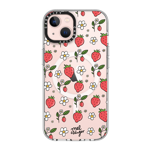 Mel Stringer x CASETiFY iPhone 13 ケース クリア クリア ケース MagSafe対応 Strawberry Summer by Mel Stringer