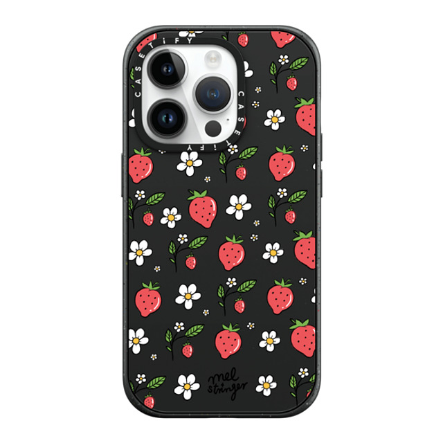 Mel Stringer x CASETiFY iPhone 14 Pro ケース マットブラック インパクトケース MagSafe対応 Strawberry Summer by Mel Stringer