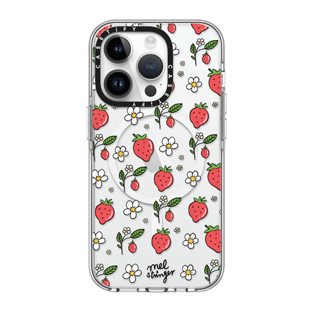 Mel Stringer x CASETiFY iPhone 14 Pro Case Clear Clear Case MagSafe Compatible Strawberry Summer by Mel Stringer Mel Stringer x CASETiFY iPhone 14 Pro Case Clear Clear Case MagSafe Compatible Strawberry Summer by Mel Stringer